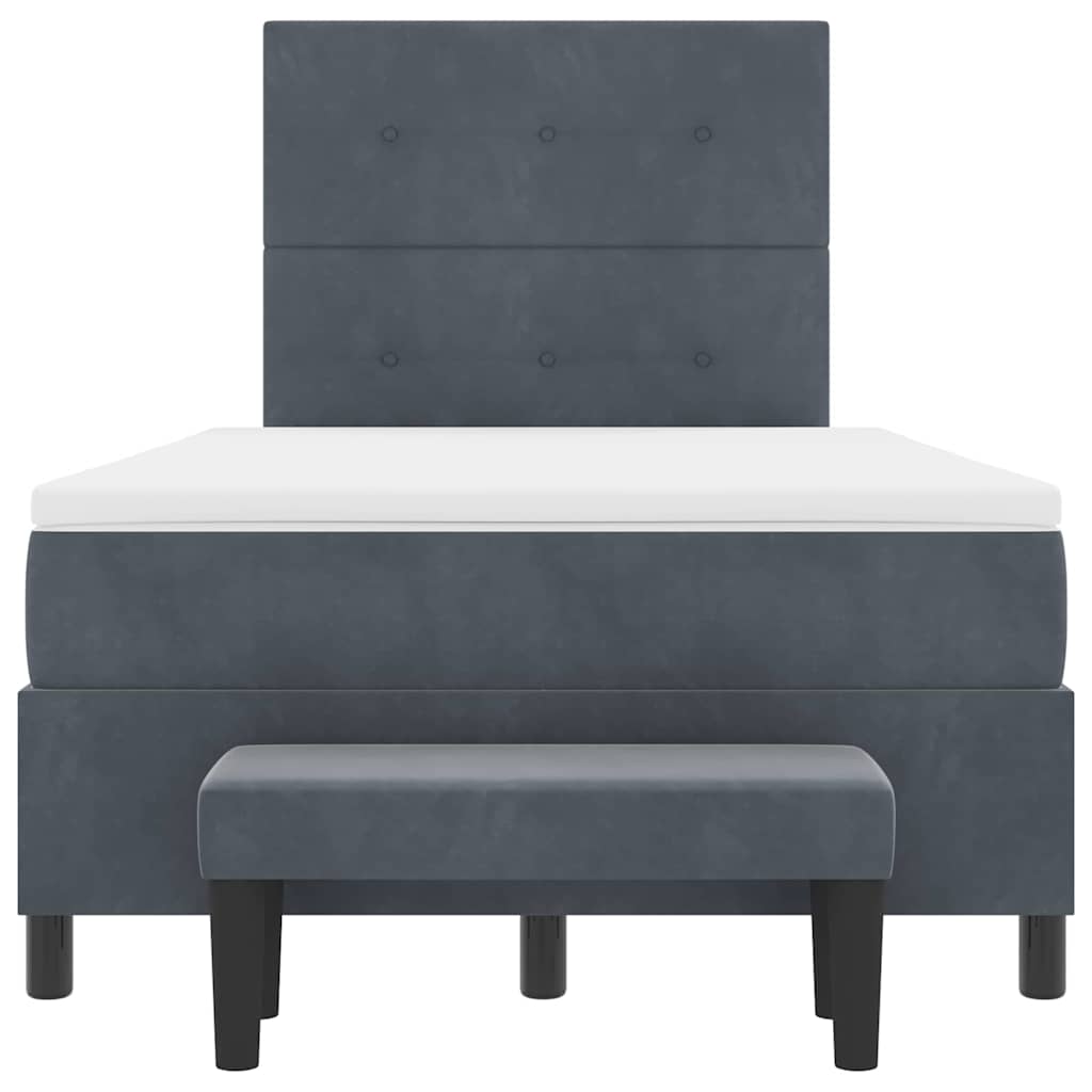 Box Spring Seng Med Madras Mørkegrå 120 X 200 Cm Fløjl - Billede 9