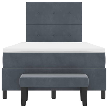 Box Spring Seng Med Madras Mørkegrå 120 X 200 Cm Fløjl - Billede 9