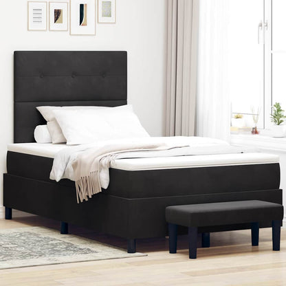 Box Spring Seng Med Madras Sort 120 X 200 Cm Fløjl - Hovedbillede