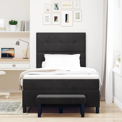 Box Spring Seng Med Madras Sort 120 X 200 Cm Fløjl - Billede 5