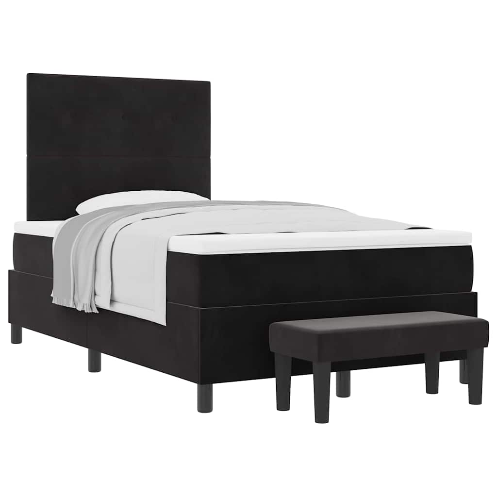 Box Spring Seng Med Madras Sort 120 X 200 Cm Fløjl - Billede 3