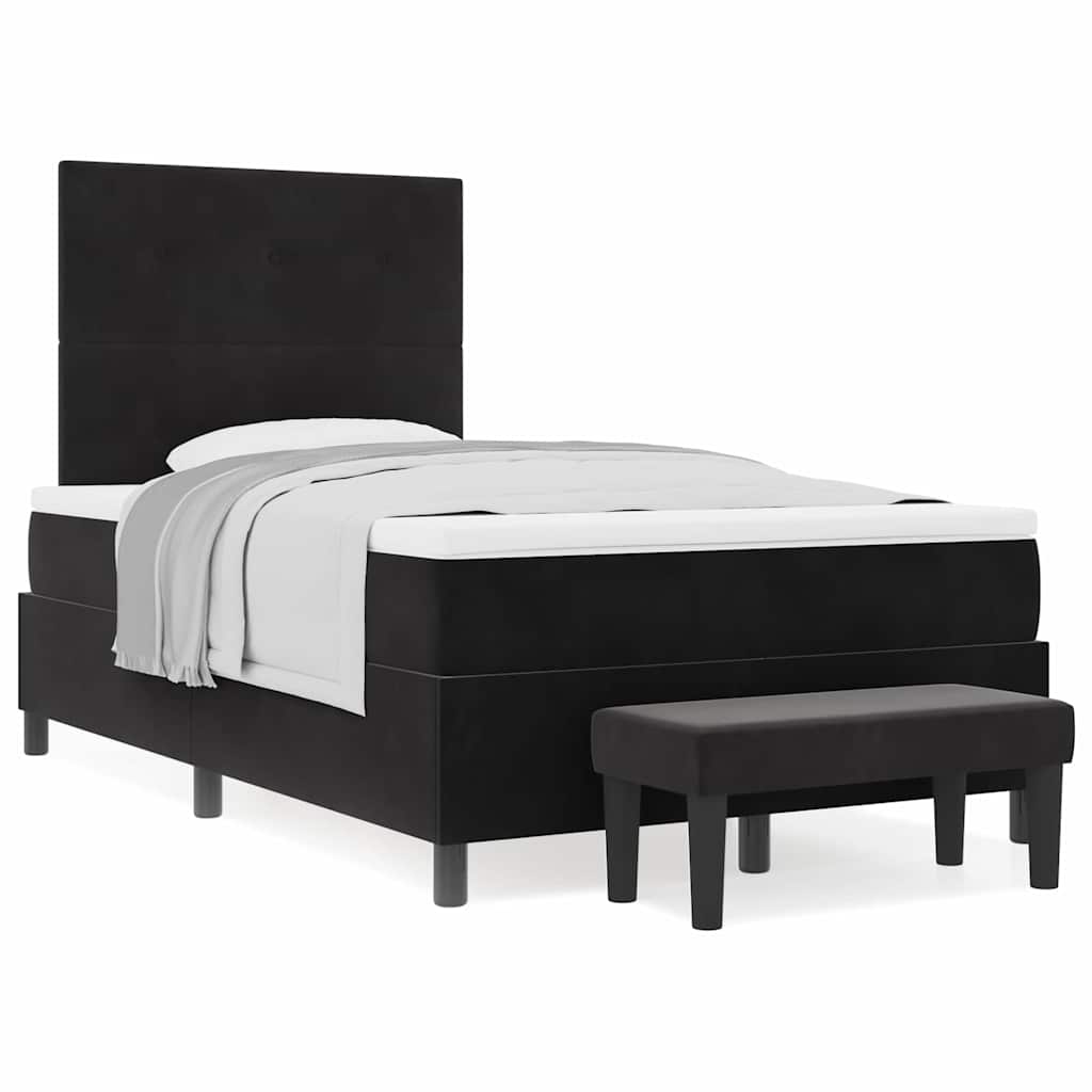 Box Spring Seng Med Madras Sort 120 X 200 Cm Fløjl - Billede 4