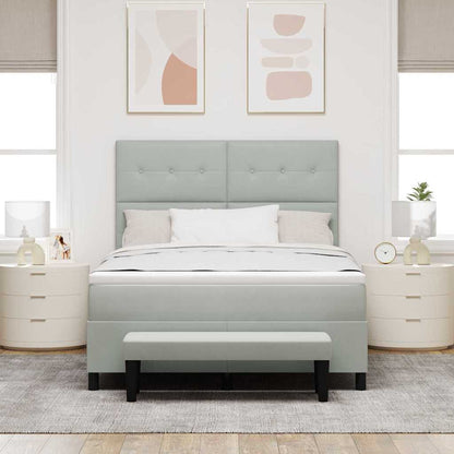 Box Spring Seng Med Madras Lysegrå 160 X 200 Cm Fløjl - Billede 5