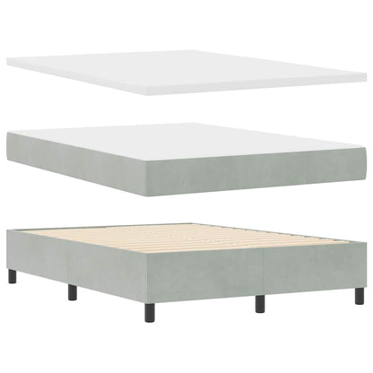 Box Spring Seng Med Madras Lysegrå 160 X 200 Cm Fløjl - Billede 2