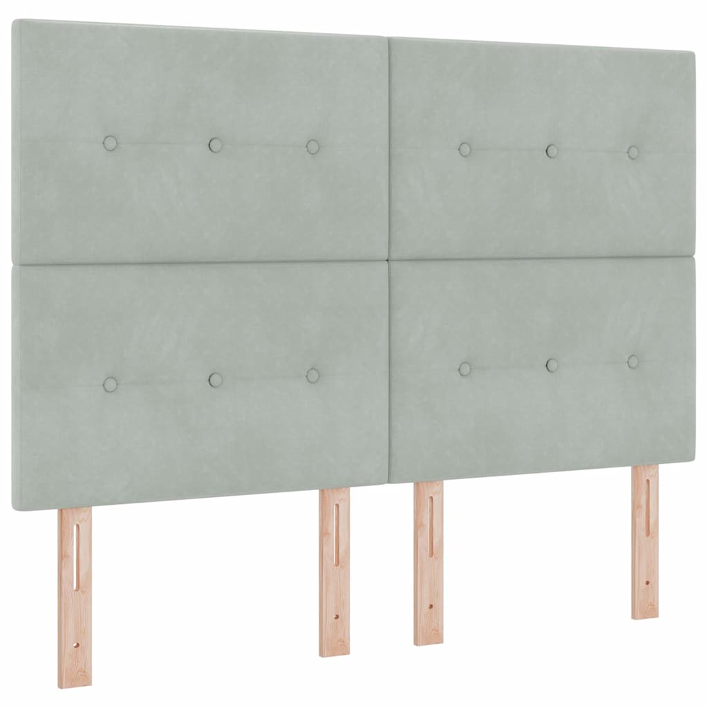Box Spring Seng Med Madras Lysegrå 160 X 200 Cm Fløjl - Billede 7