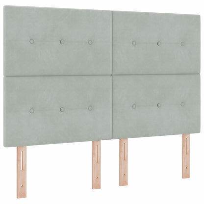 Box Spring Seng Med Madras Lysegrå 160 X 200 Cm Fløjl - Billede 7