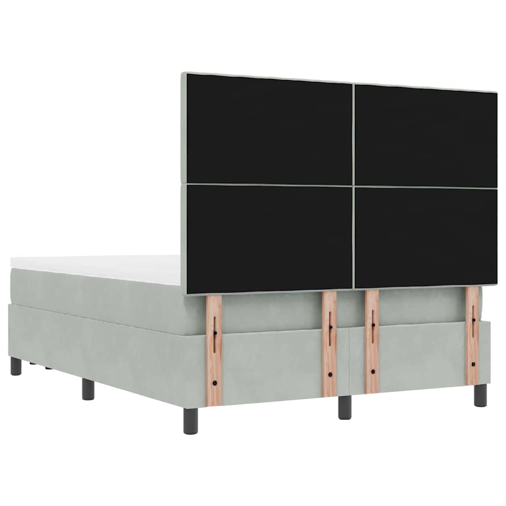 Box Spring Seng Med Madras Lysegrå 160 X 200 Cm Fløjl - Billede 11