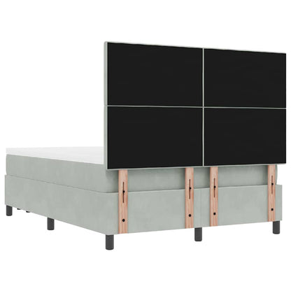 Box Spring Seng Med Madras Lysegrå 160 X 200 Cm Fløjl - Billede 11