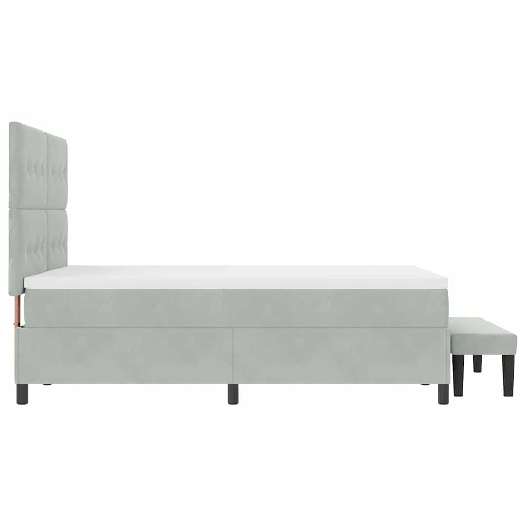 Box Spring Seng Med Madras Lysegrå 160 X 200 Cm Fløjl - Billede 10