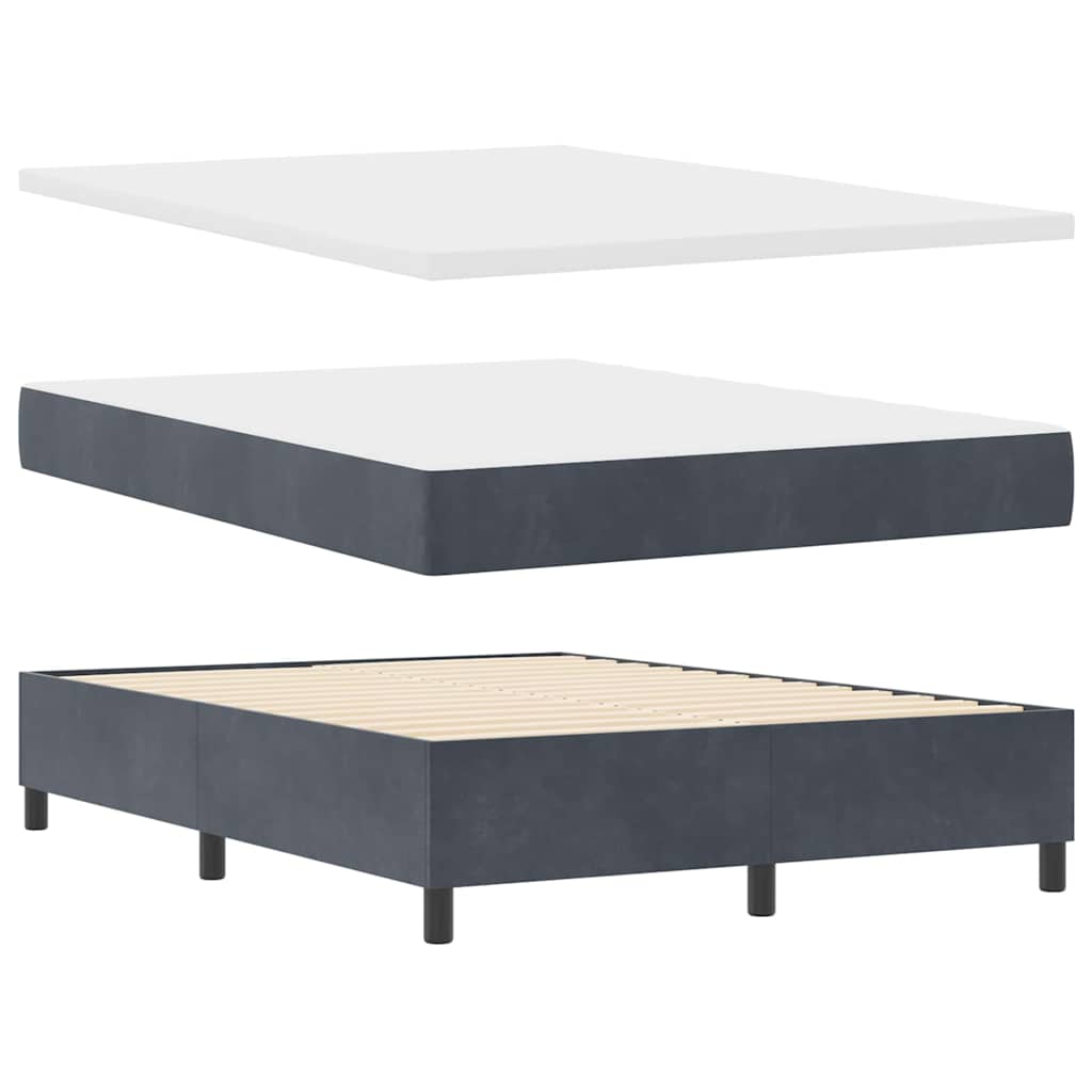 Box Spring Seng Med Madras Mørkegrå 160 X 200 Cm Fløjl - Billede 2