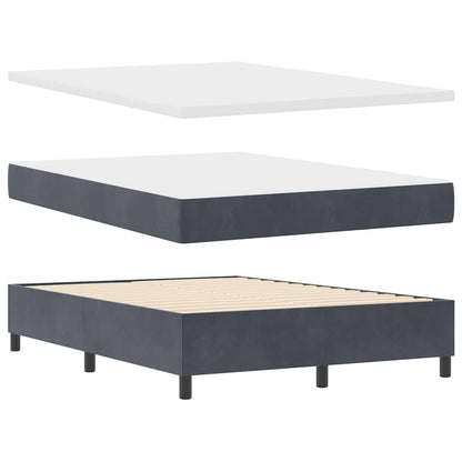 Box Spring Seng Med Madras Mørkegrå 160 X 200 Cm Fløjl - Billede 2