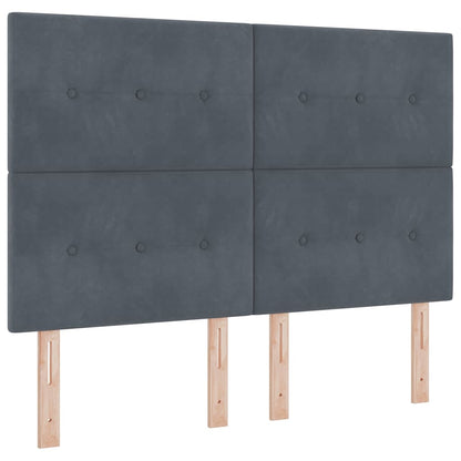 Box Spring Seng Med Madras Mørkegrå 160 X 200 Cm Fløjl - Billede 7