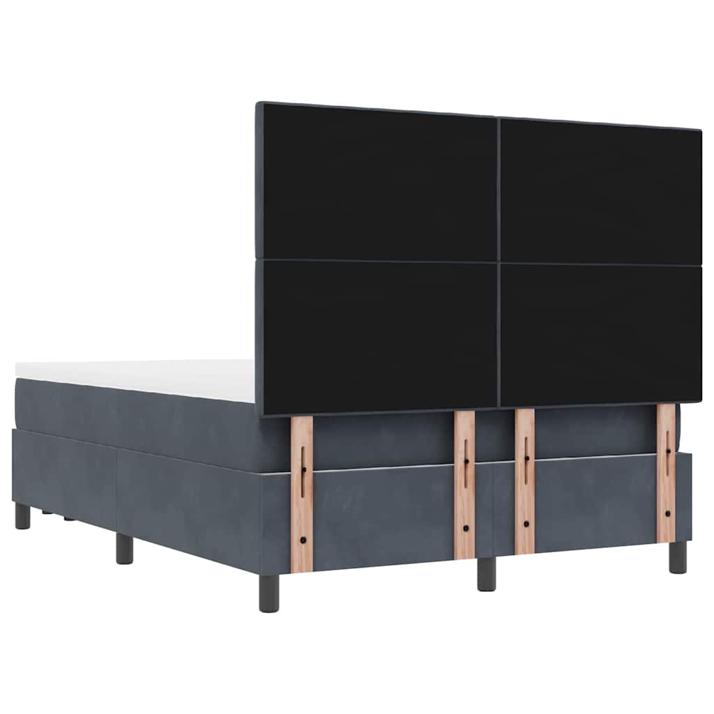 Box Spring Seng Med Madras Mørkegrå 160 X 200 Cm Fløjl - Billede 11