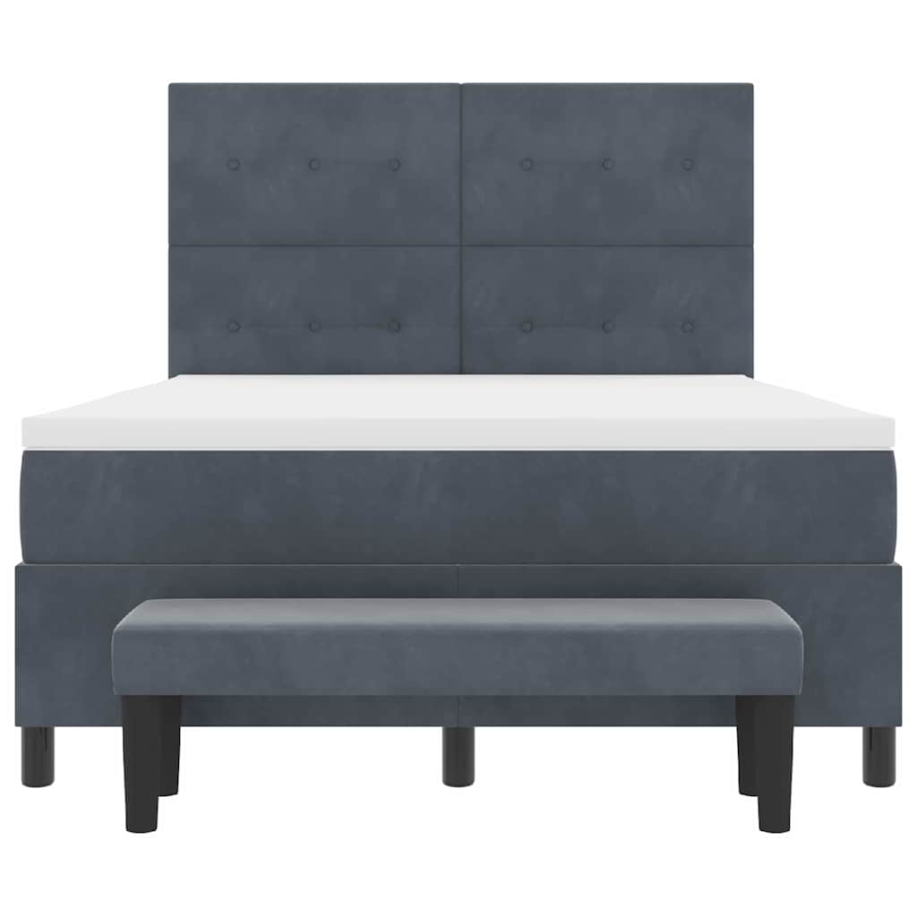 Box Spring Seng Med Madras Mørkegrå 160 X 200 Cm Fløjl - Billede 9