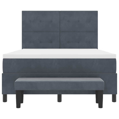 Box Spring Seng Med Madras Mørkegrå 160 X 200 Cm Fløjl - Billede 9