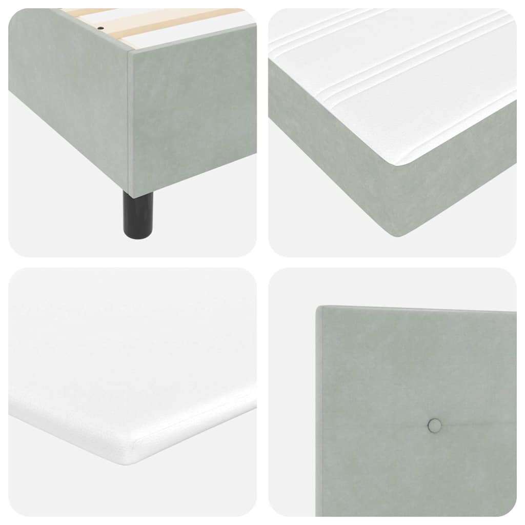 Box Spring Seng Med Madras Lysegrå 200 X 200 Cm Fløjl - Billede 12