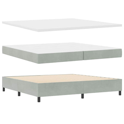 Box Spring Seng Med Madras Lysegrå 200 X 200 Cm Fløjl - Billede 2