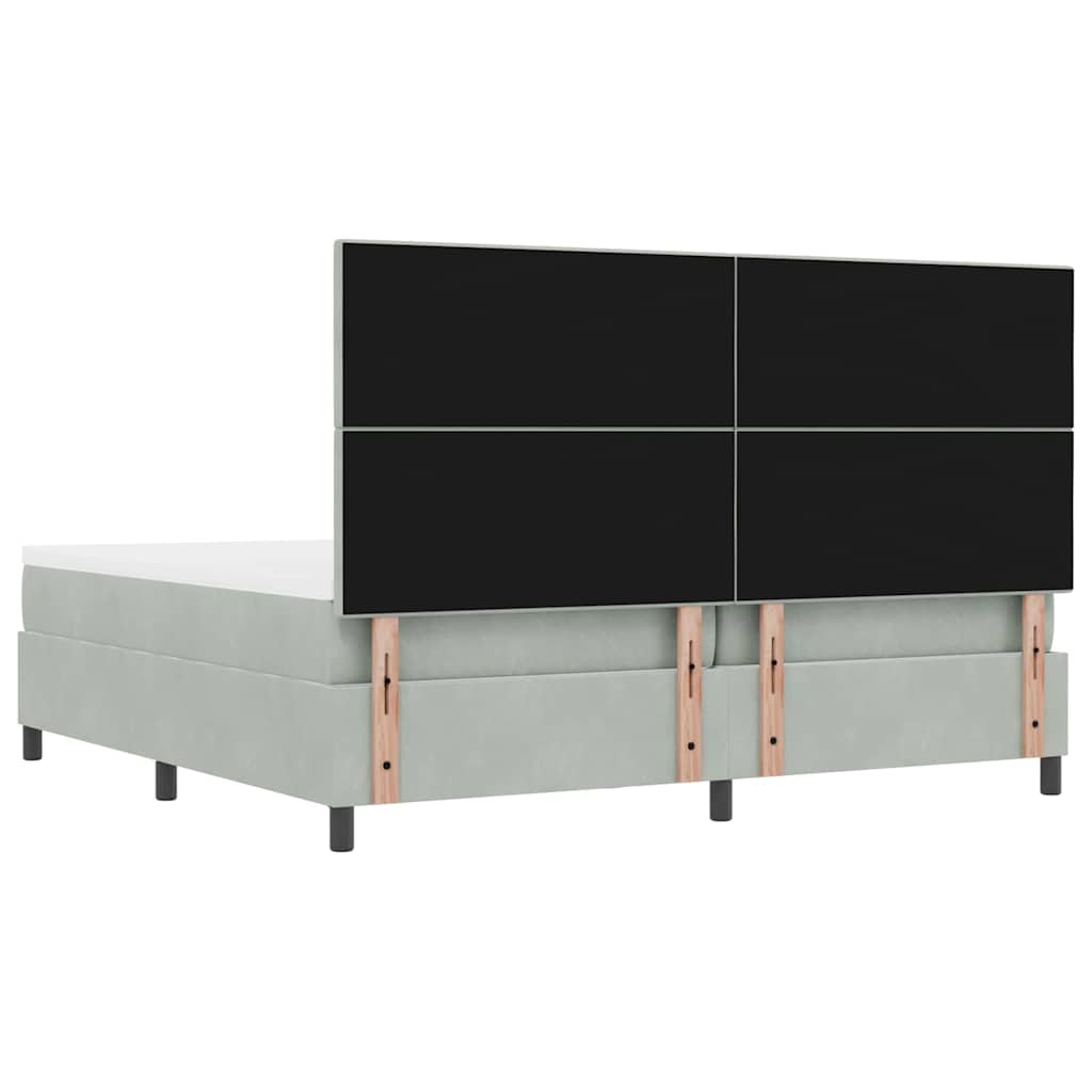 Box Spring Seng Med Madras Lysegrå 200 X 200 Cm Fløjl - Billede 11