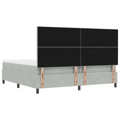 Box Spring Seng Med Madras Lysegrå 200 X 200 Cm Fløjl - Billede 11