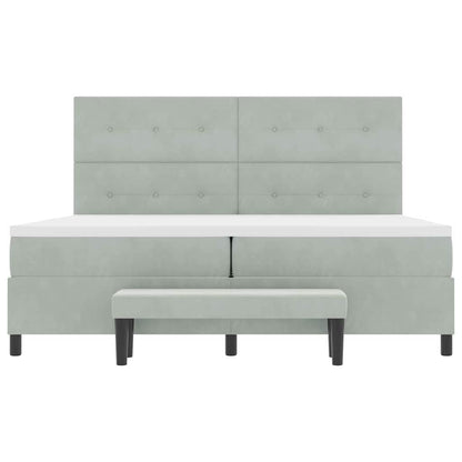 Box Spring Seng Med Madras Lysegrå 200 X 200 Cm Fløjl - Billede 9