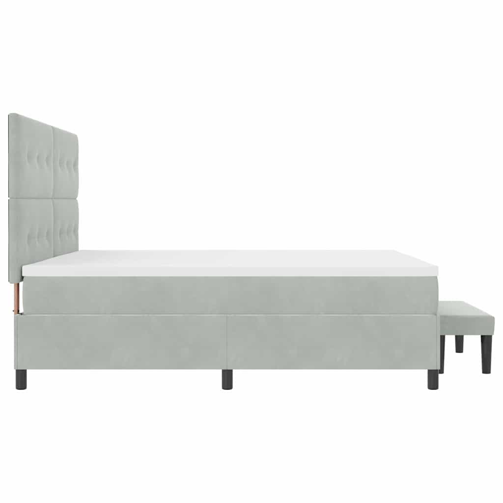 Box Spring Seng Med Madras Lysegrå 200 X 200 Cm Fløjl - Billede 10