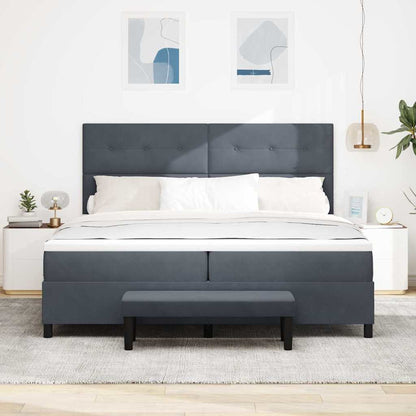Box Spring Seng Med Madras Mørkegrå 200 X 200 Cm Fløjl - Billede 5