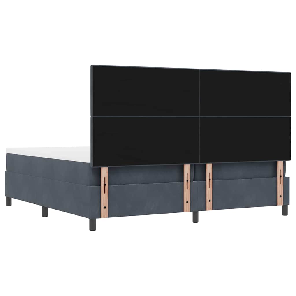 Box Spring Seng Med Madras Mørkegrå 200 X 200 Cm Fløjl - Billede 11