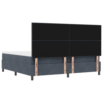 Box Spring Seng Med Madras Mørkegrå 200 X 200 Cm Fløjl - Billede 11