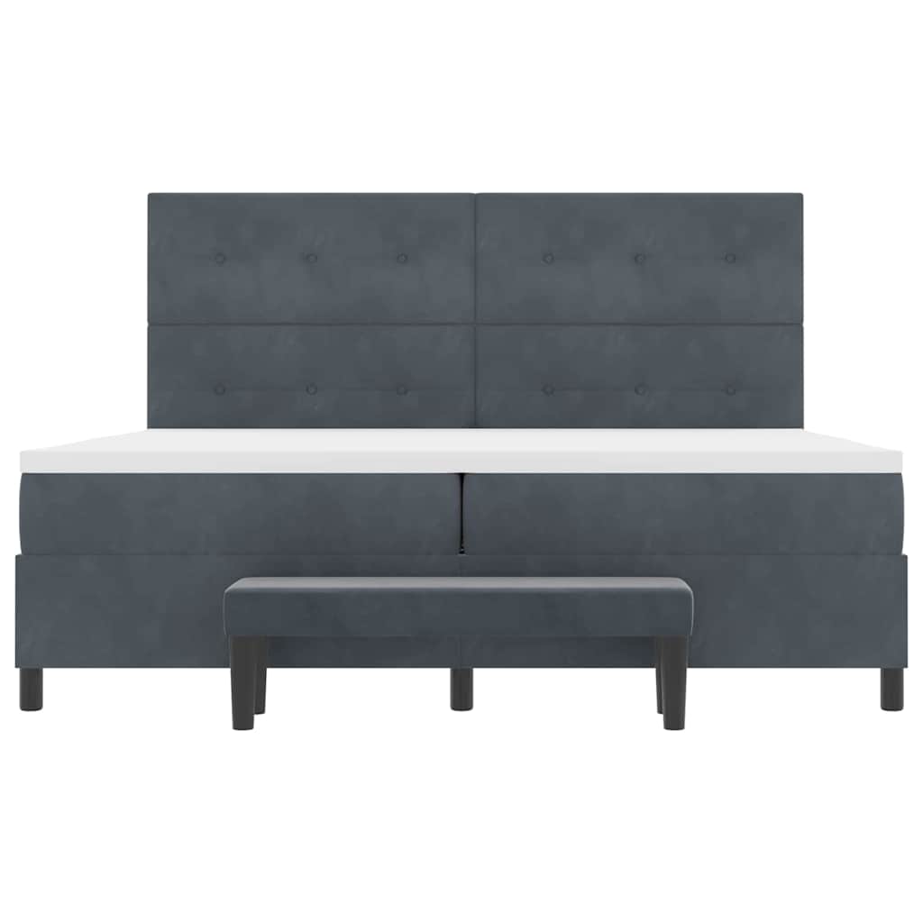 Box Spring Seng Med Madras Mørkegrå 200 X 200 Cm Fløjl - Billede 9