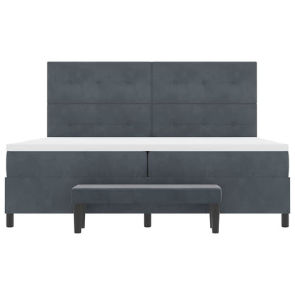 Box Spring Seng Med Madras Mørkegrå 200 X 200 Cm Fløjl - Billede 9