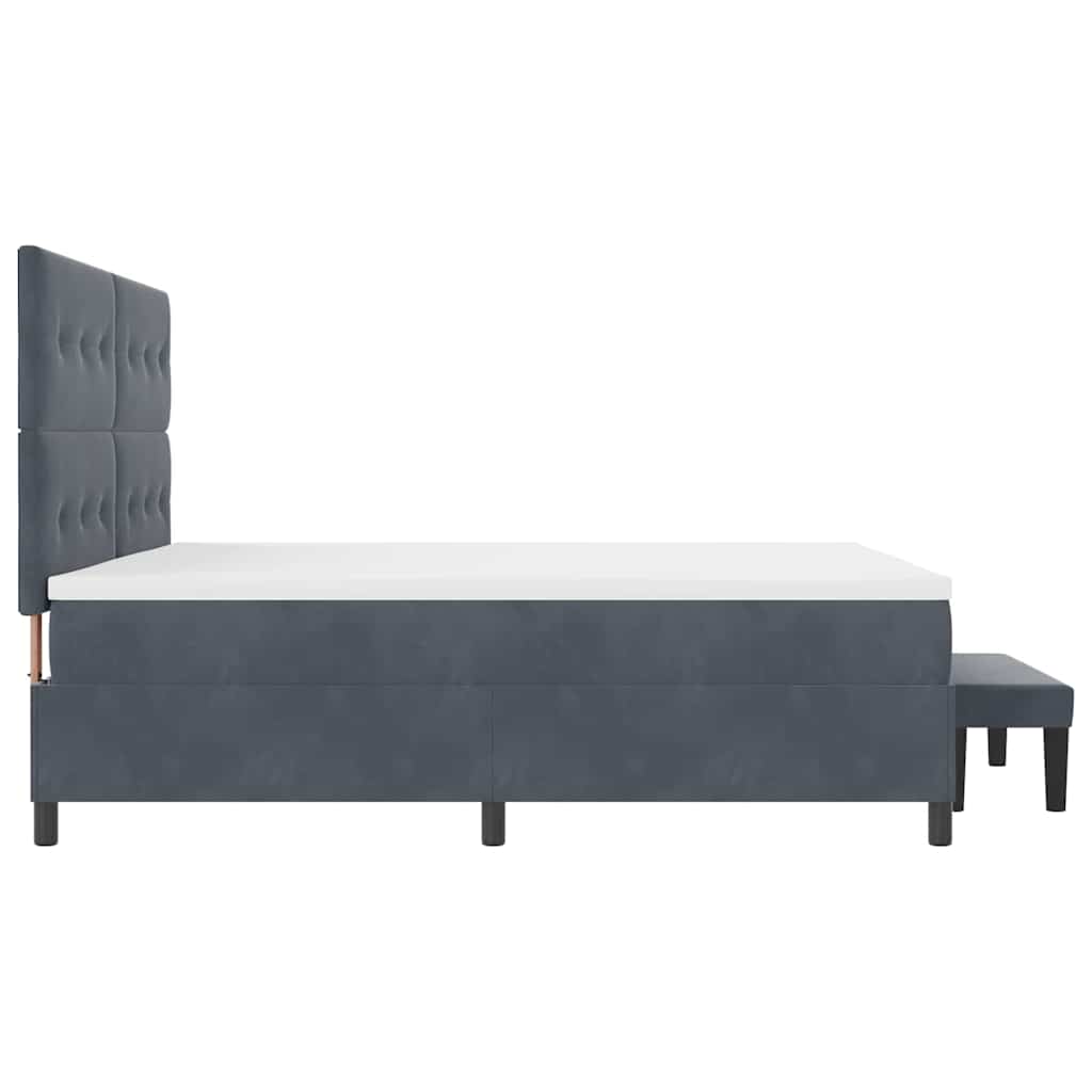 Box Spring Seng Med Madras Mørkegrå 200 X 200 Cm Fløjl - Billede 10