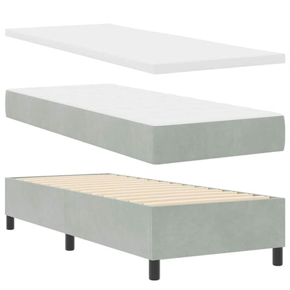Box Spring Seng Med Madras Lysegrå 80 X 200 Cm Fløjl - Billede 2
