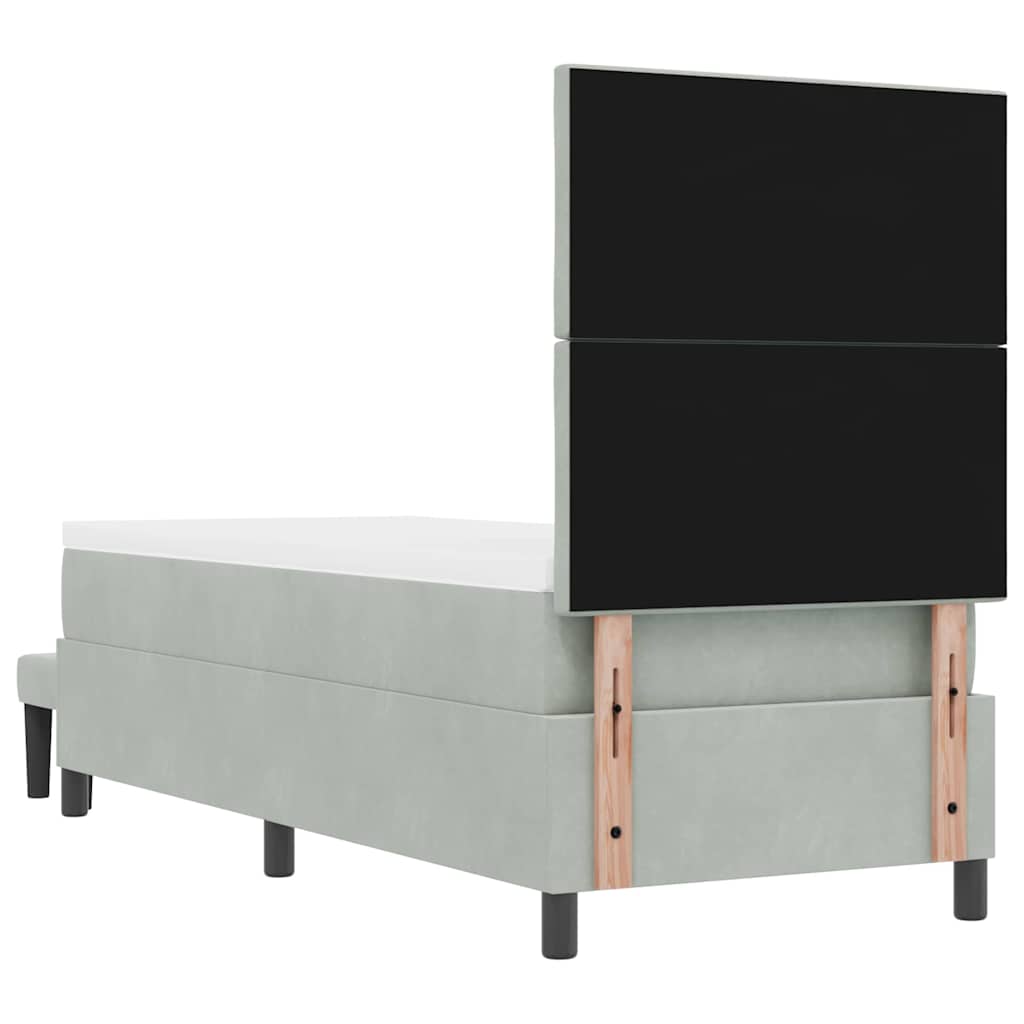 Box Spring Seng Med Madras Lysegrå 80 X 200 Cm Fløjl - Billede 11