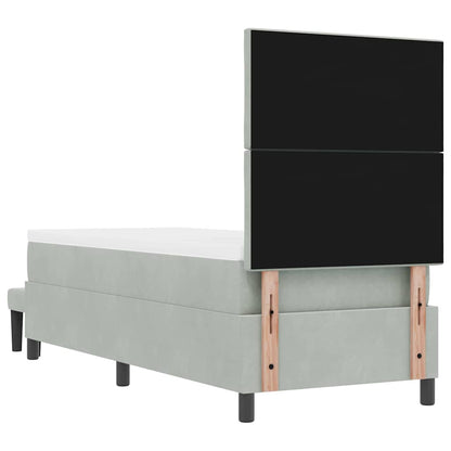 Box Spring Seng Med Madras Lysegrå 80 X 200 Cm Fløjl - Billede 11