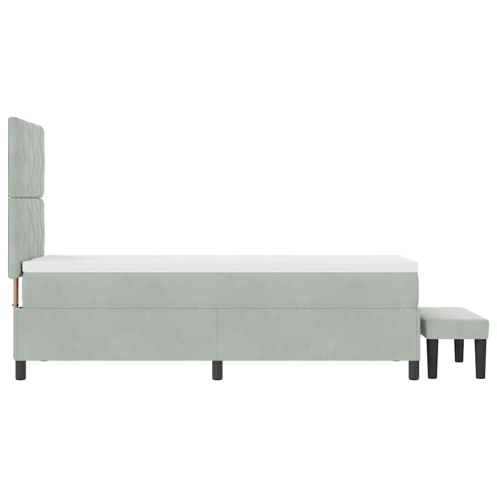 Box Spring Seng Med Madras Lysegrå 80 X 200 Cm Fløjl - Billede 10