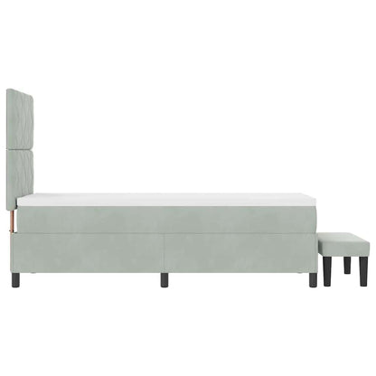 Box Spring Seng Med Madras Lysegrå 80 X 200 Cm Fløjl - Billede 10