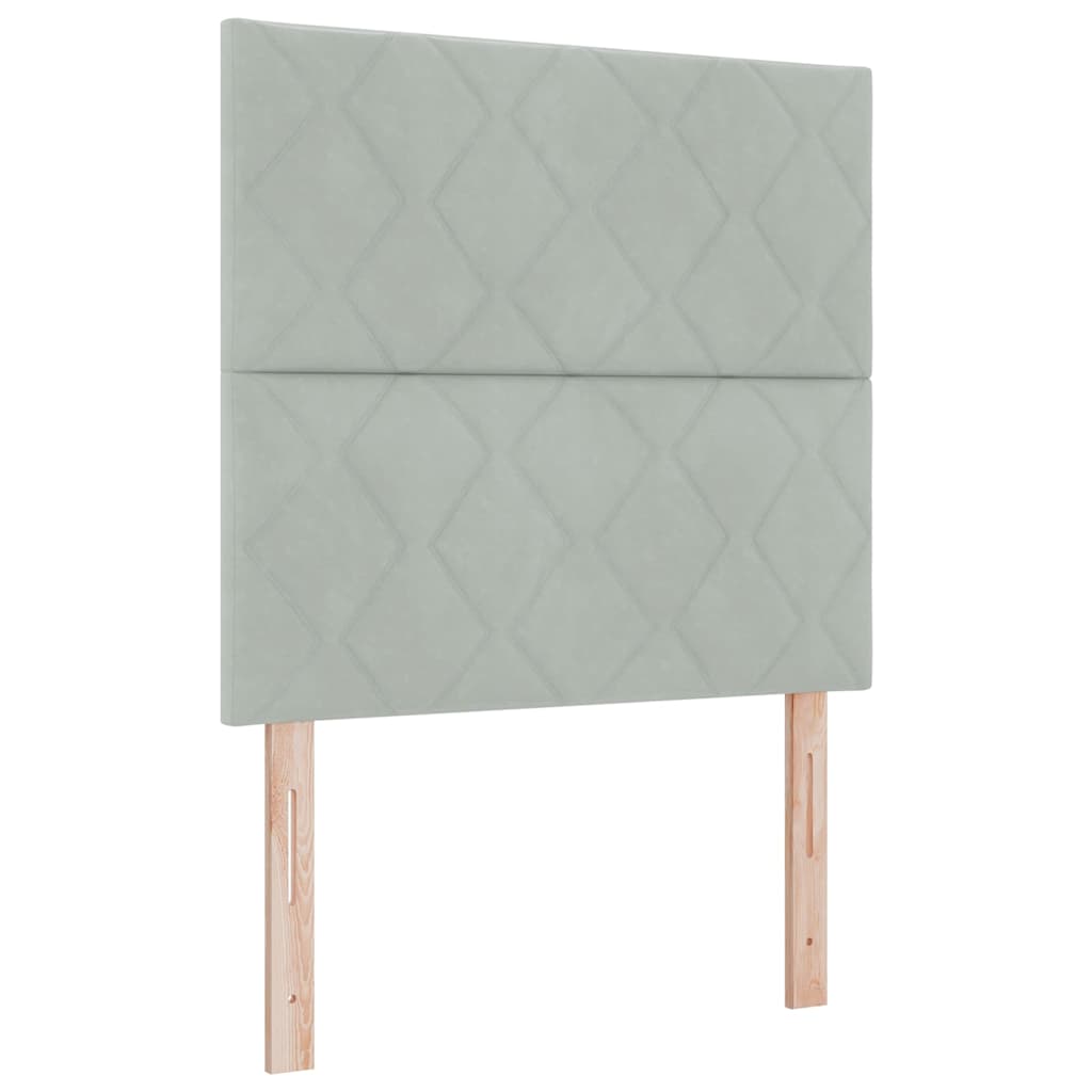 Box Spring Seng Med Madras Lysegrå 100 X 200 Cm Fløjl - Billede 7