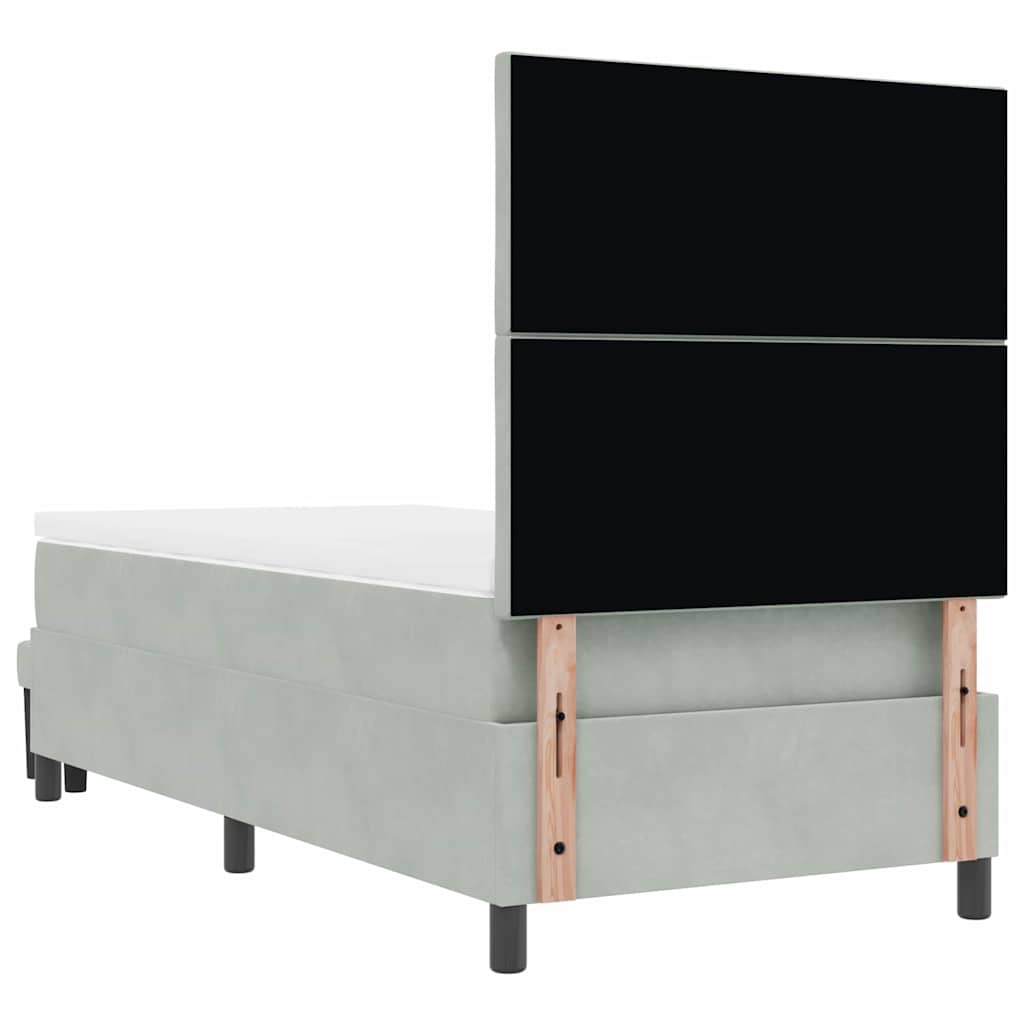 Box Spring Seng Med Madras Lysegrå 100 X 200 Cm Fløjl - Billede 11