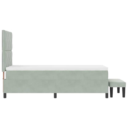 Box Spring Seng Med Madras Lysegrå 100 X 200 Cm Fløjl - Billede 10