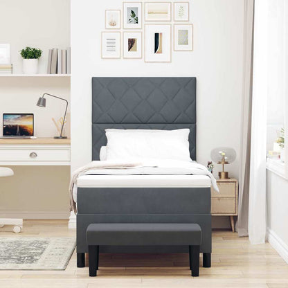 Box Spring Seng Med Madras Mørkegrå 100 X 200 Cm Fløjl - Billede 5