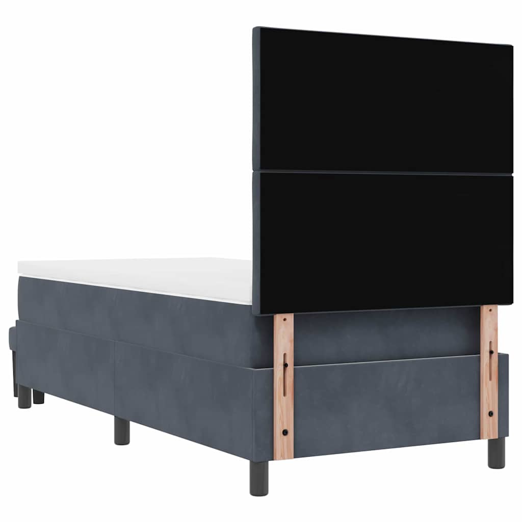 Box Spring Seng Med Madras Mørkegrå 100 X 200 Cm Fløjl - Billede 11