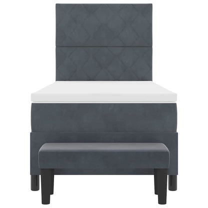 Box Spring Seng Med Madras Mørkegrå 100 X 200 Cm Fløjl - Billede 9