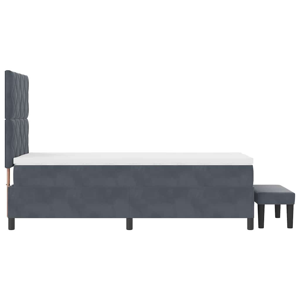 Box Spring Seng Med Madras Mørkegrå 100 X 200 Cm Fløjl - Billede 10