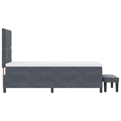 Box Spring Seng Med Madras Mørkegrå 100 X 200 Cm Fløjl - Billede 10