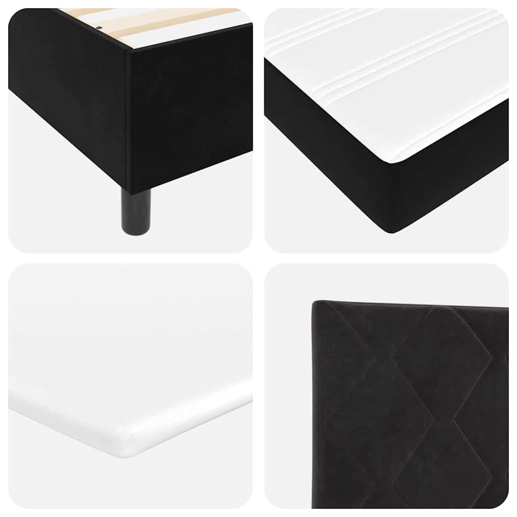 Box Spring Seng Med Madras Sort 100 X 200 Cm Fløjl - Billede 12