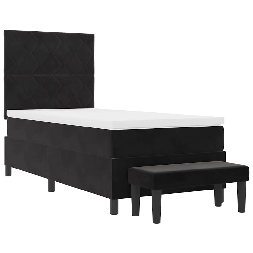 Box Spring Seng Med Madras Sort 100 X 200 Cm Fløjl - Billede 8