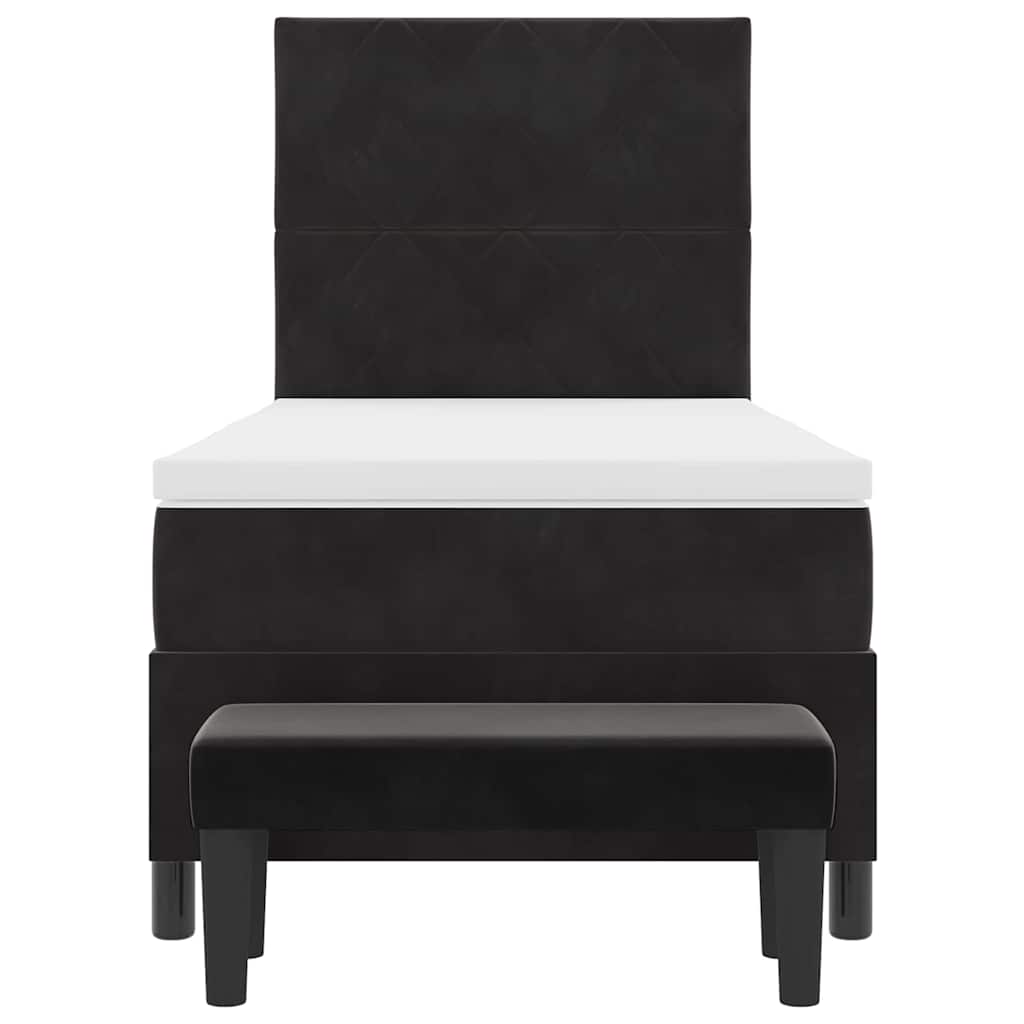 Box Spring Seng Med Madras Sort 100 X 200 Cm Fløjl - Billede 9