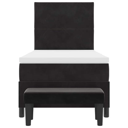 Box Spring Seng Med Madras Sort 100 X 200 Cm Fløjl - Billede 9