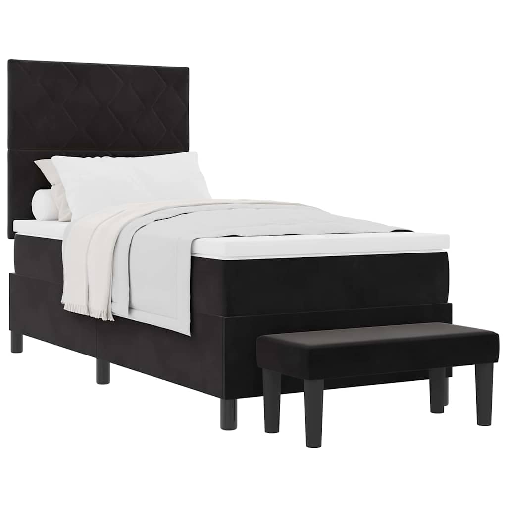 Box Spring Seng Med Madras Sort 100 X 200 Cm Fløjl - Billede 3