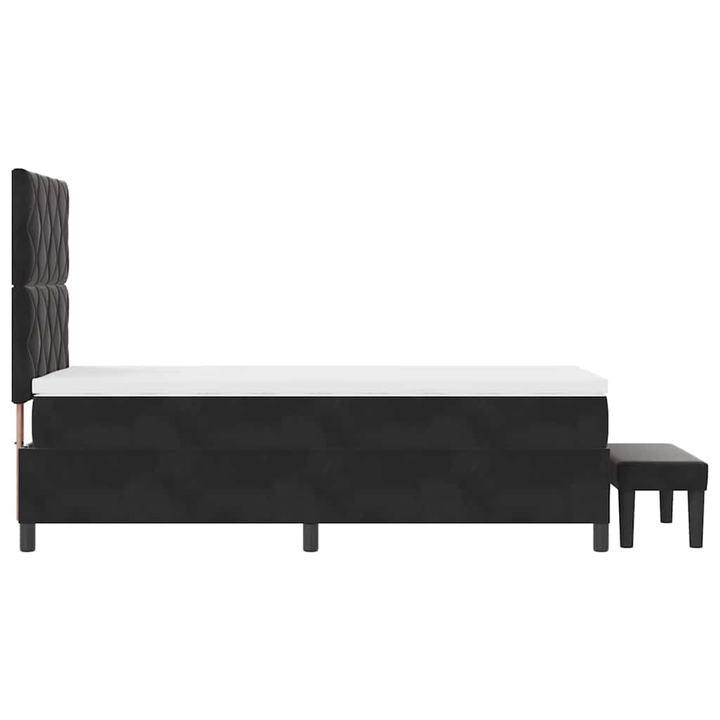 Box Spring Seng Med Madras Sort 100 X 200 Cm Fløjl - Billede 10